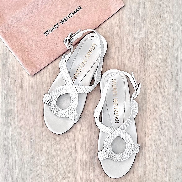 Stuart Weitzman Teodora white leather sandals with dust bag - Picture 4 of 6